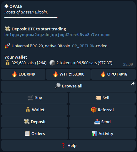 The home screen once you're funded: hot tickers, Buy/Sell, Wallet, Referral, Deposit, Send, Orders, Activity.